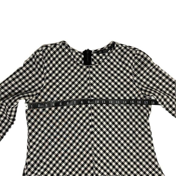 ZARA XSmall Black & White Fit & Flare Black & White Checkerboard Blouse - Picture 10 of 11